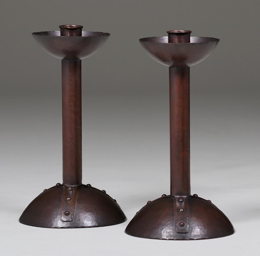 Contemporary Audel Davis Hammered Copper Candlesticks (1 of 2)