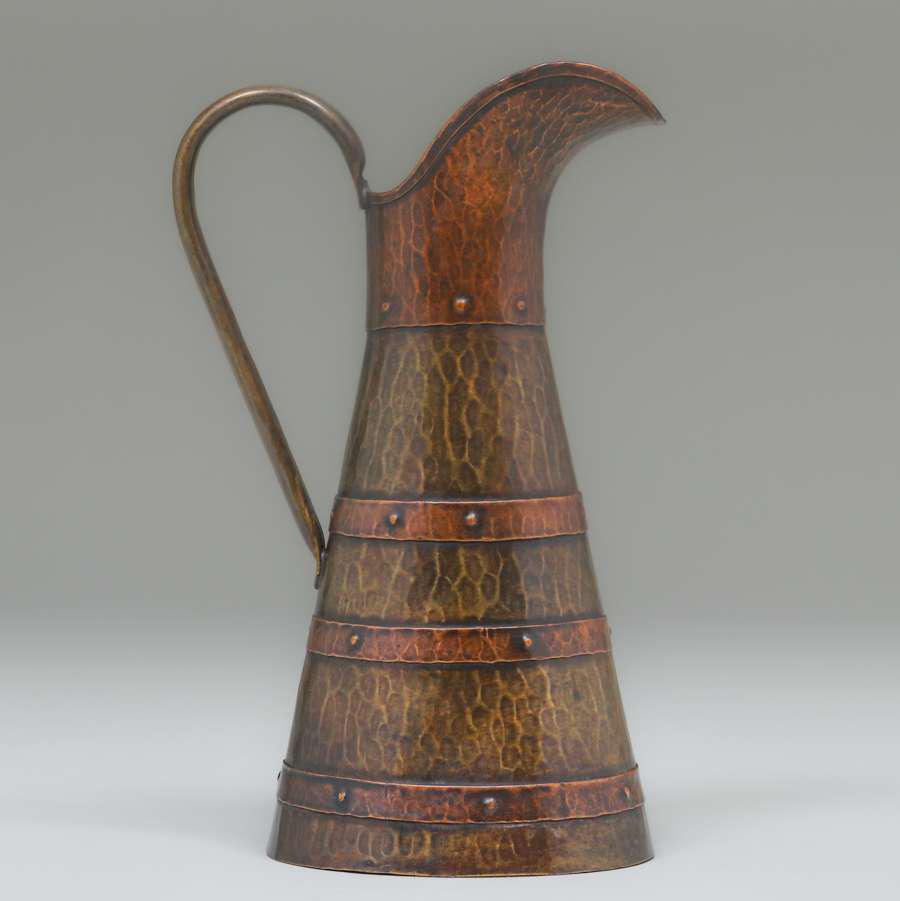Russian Arts & Crafts Hammered Copper & Brass Pitcher (1 of 4)