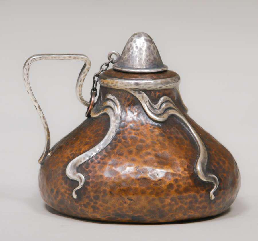 Joseph Heinrichs Hammered Copper & Silver Oil Lamp (1 of 4)