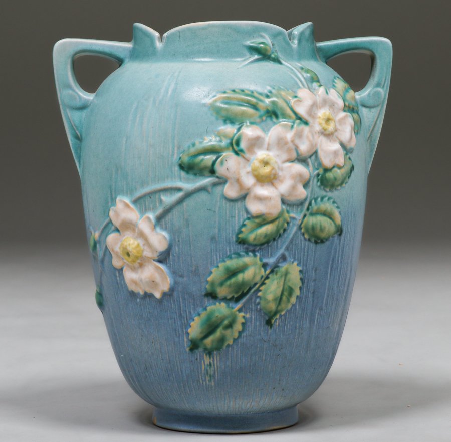 Large Roseville White Rose Two-Handled Vase (1 of 4)
