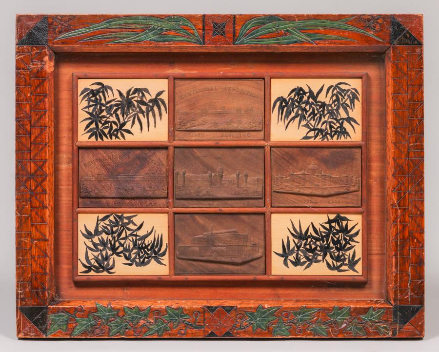 Philadelphia Centennial Expo 1876 Carved Wooden Plaque (1 of 10)