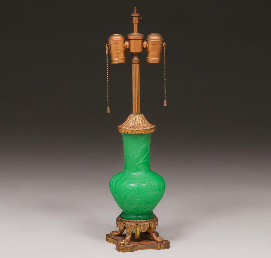 Steuben Frederick Carder Green Jade Glass Carved (1 of 6)