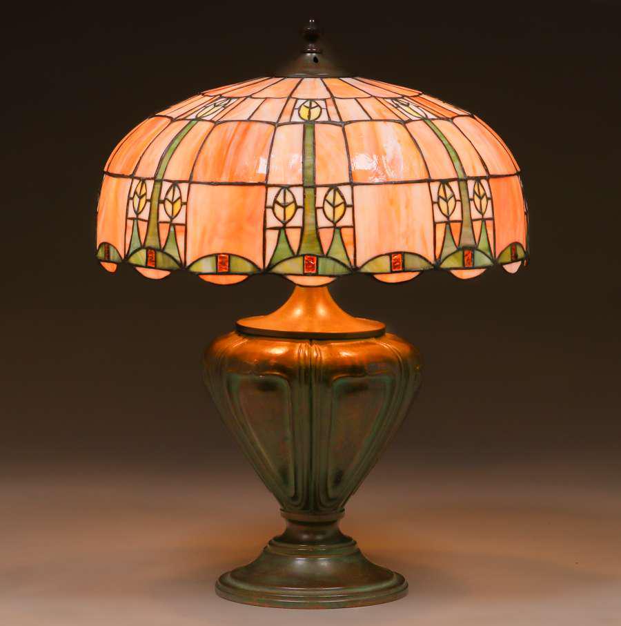 Arts & Crafts Leaded Glass Lamp c1910 (1 of 5)