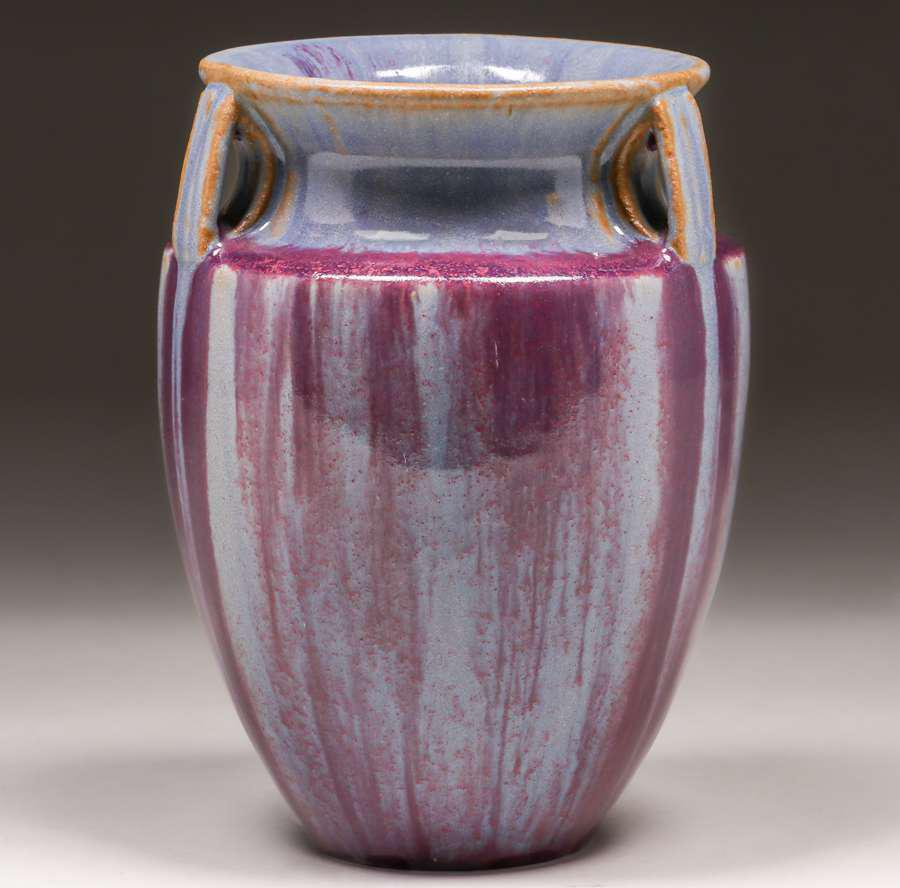 Fulper Pottery Three-Handle Purple Vase c1910s (1 of 4)