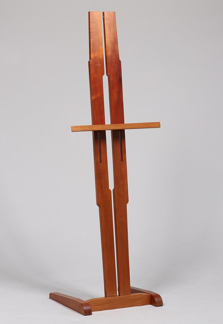 Greene & Greene Style Easle c1990: Greene & Greene Style Easle c1990. Missing cross dowell at top, light scratches. 66.75"h x 22.75"w x 17.5"d. Spend $5000 or more at this auction and all of your SHIPPING IS FREE within the lower 48 st