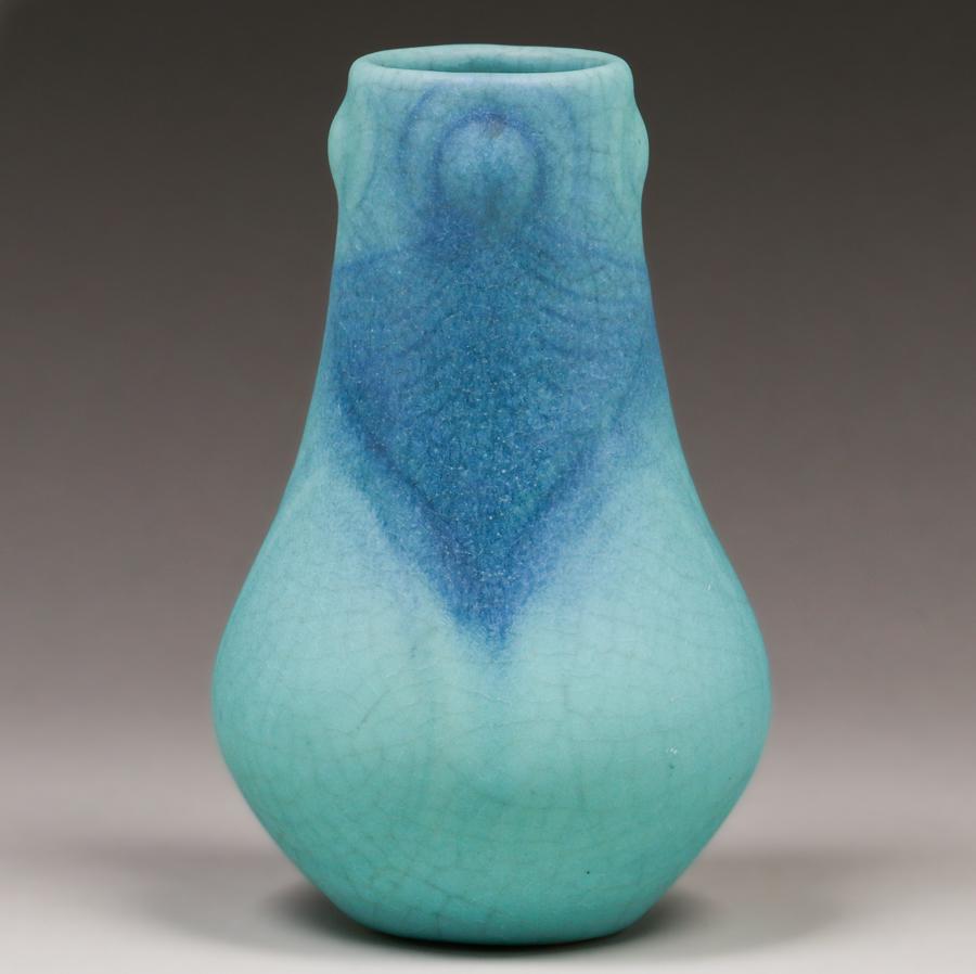 Van Briggle Two-Tone Matte Blue Vase Mid-Century (1 of 3)