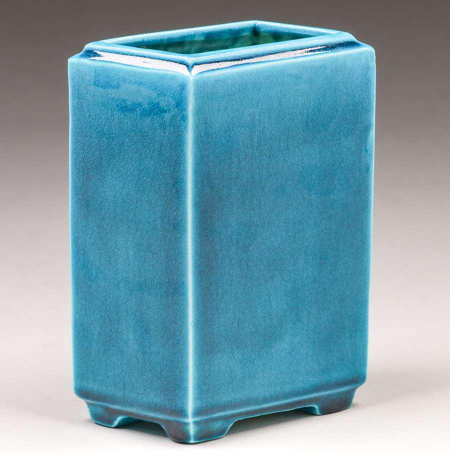 Robertson Hollywood Blue Crackleware Rectangular Vase (1 of 4)