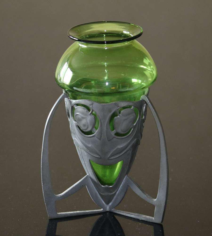 Liberty & Co Tudric Pewter & Glass Vase c1905 (1 of 3)