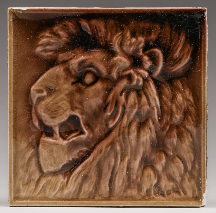 Minton Lion Tile c1890s (1 of 4)