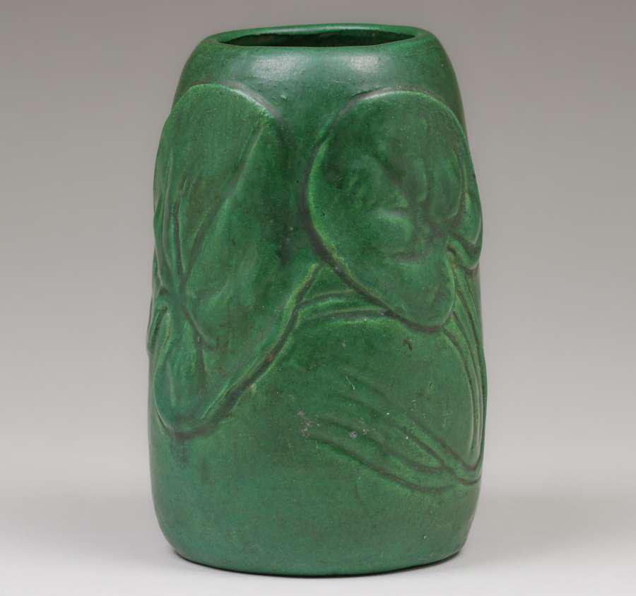 Owens Matte Green Vase c1910 (1 of 3)