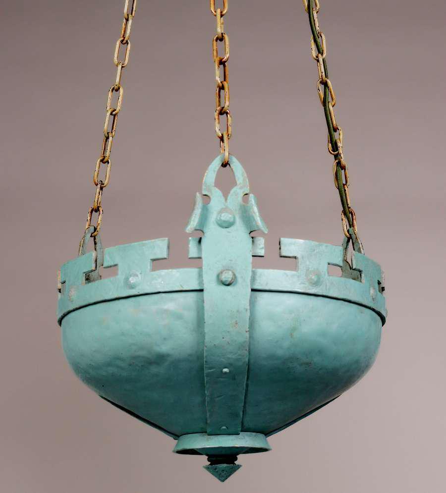 Arts & Crafts Hammered Copper Hanging Light c1910 (1 of 4)