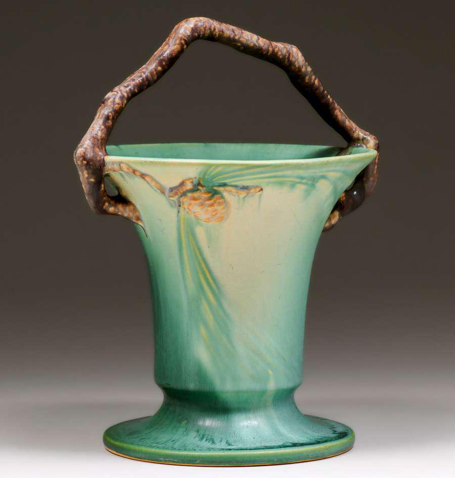Roseville Green Pinecone One-Handled Vase (1 of 5)