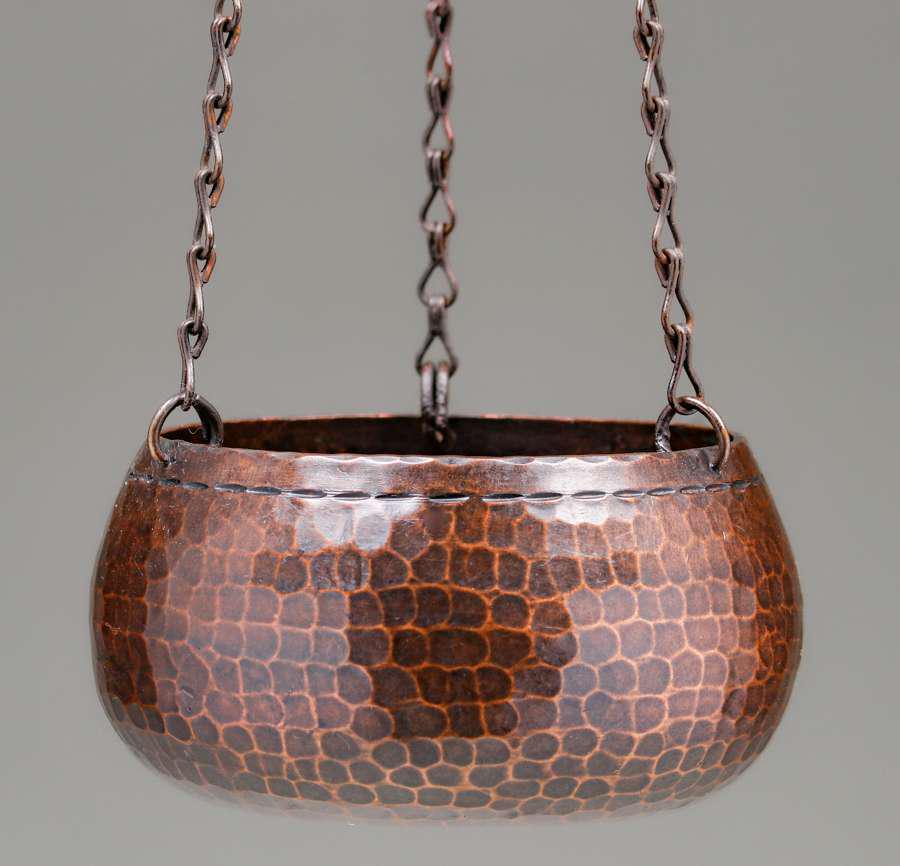 Unusual Roycroft Hammered Copper Hanging Bowl c1920s (1 of 5)