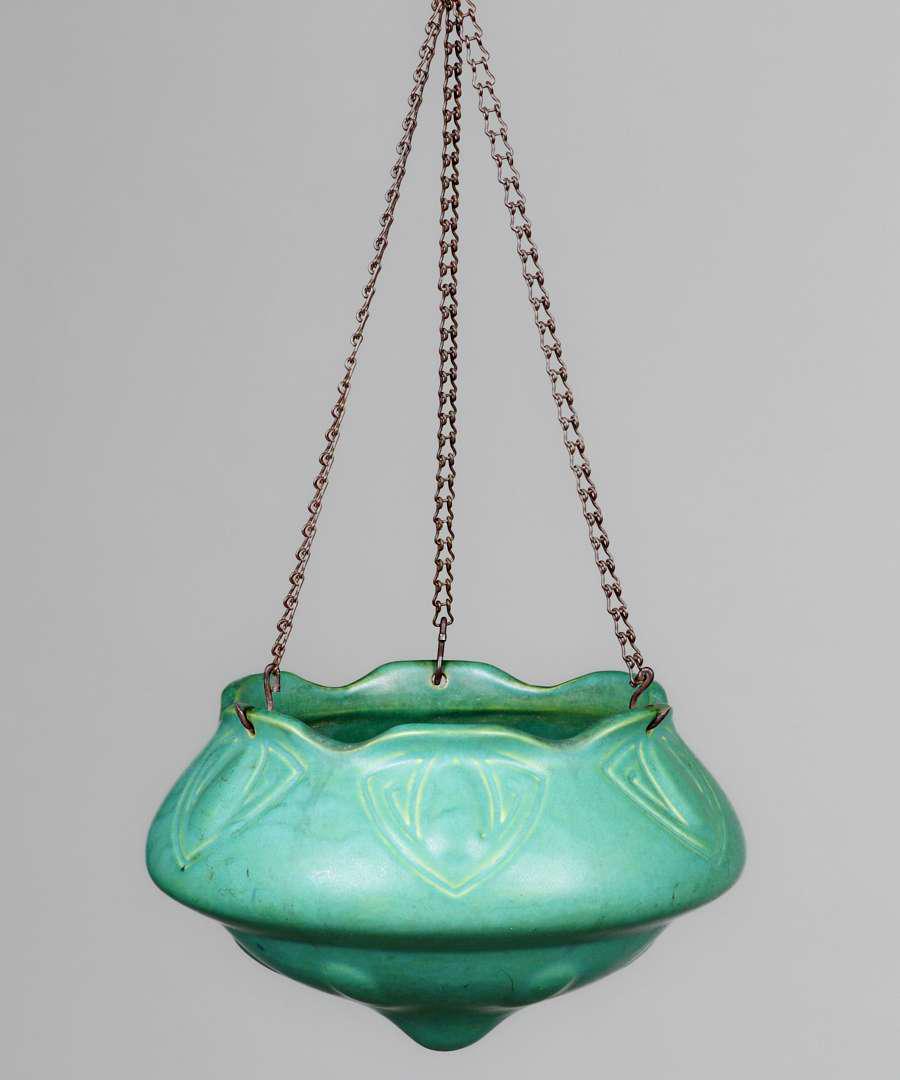 Roseville Matte Green Hanging Basket c1910s (1 of 5)