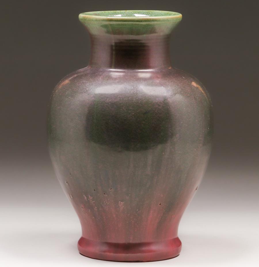 Fulper Pottery Pink & Green Matte Flambe Vase c1910s (1 of 3)