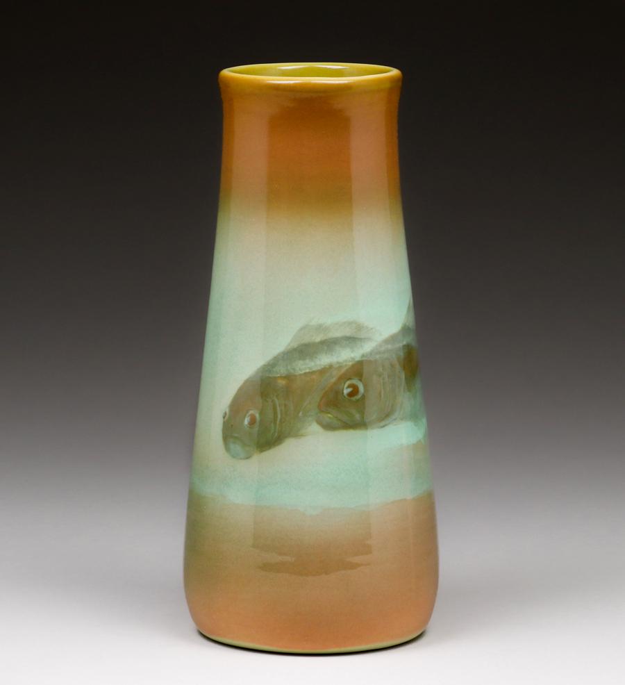 Rookwood Pottery E.T. Hurley Iris Glaze Fish Vase 1906 (1 of 5)
