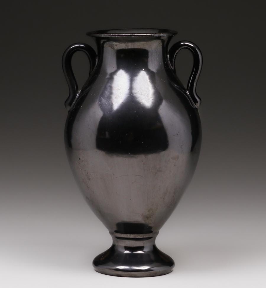 Fulper Pottery Mirror Black Two-Handled Vase c1910s (1 of 4)