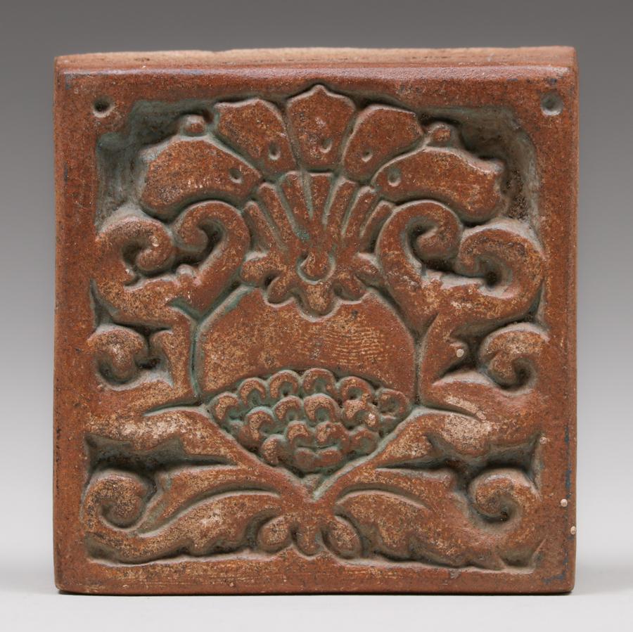 Batchelder - Los Angeles Small Floral Tile c1920s (1 of 4)