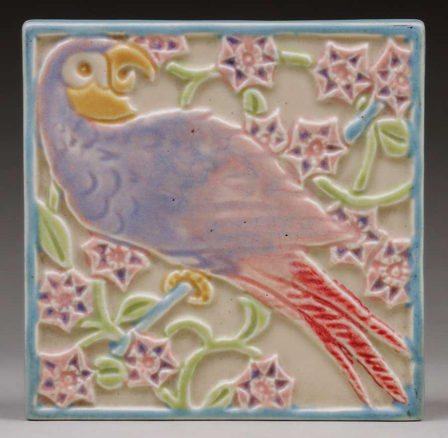 Rookwood Pottery #3077 Parrot Trivet Tile 1924 (1 of 5)