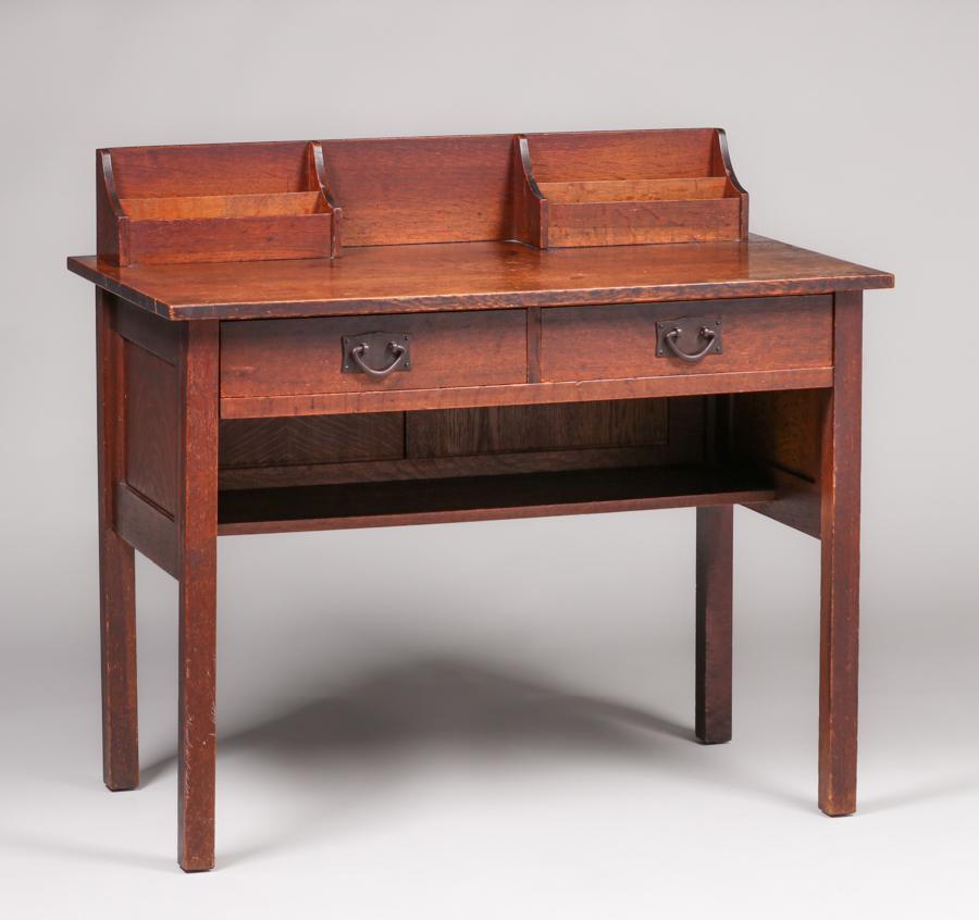 Gustav Stickley Two-Drawer Postcard Desk c1910 (1 of 4)