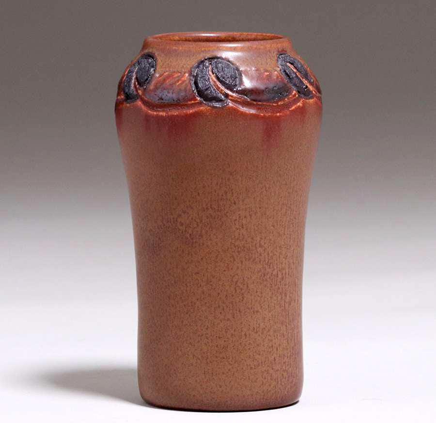Rookwood Carved Matte Brown Vase Charles Todd 1917 (1 of 3)