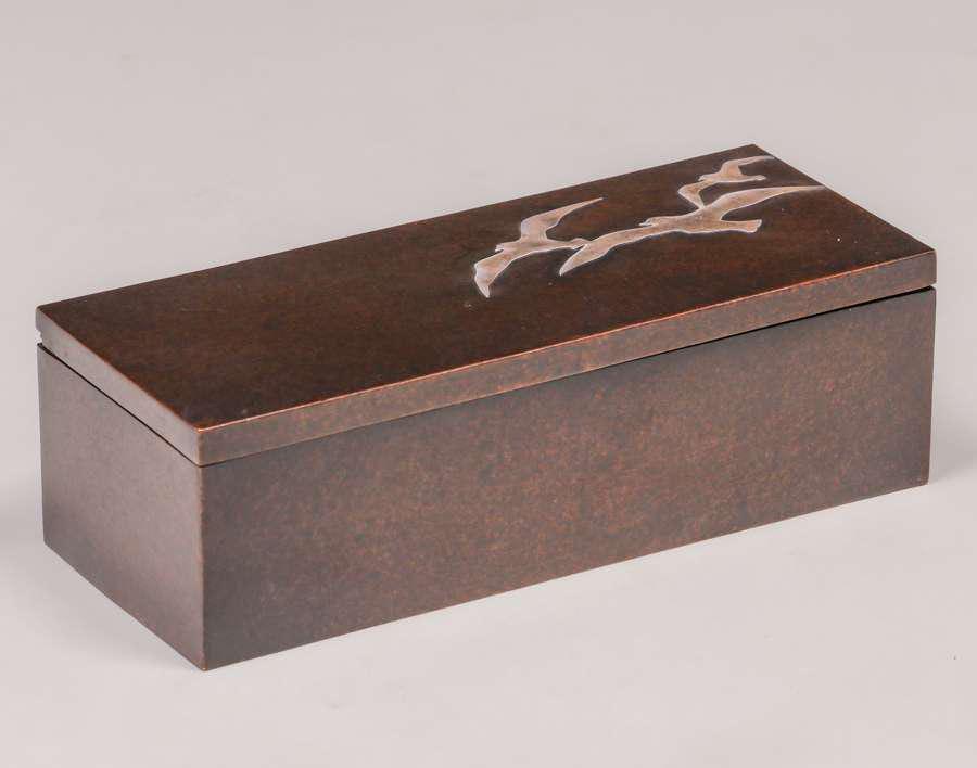 Heintz Sterling on Bronze Seagull Humidor Box c1915 (1 of 6)