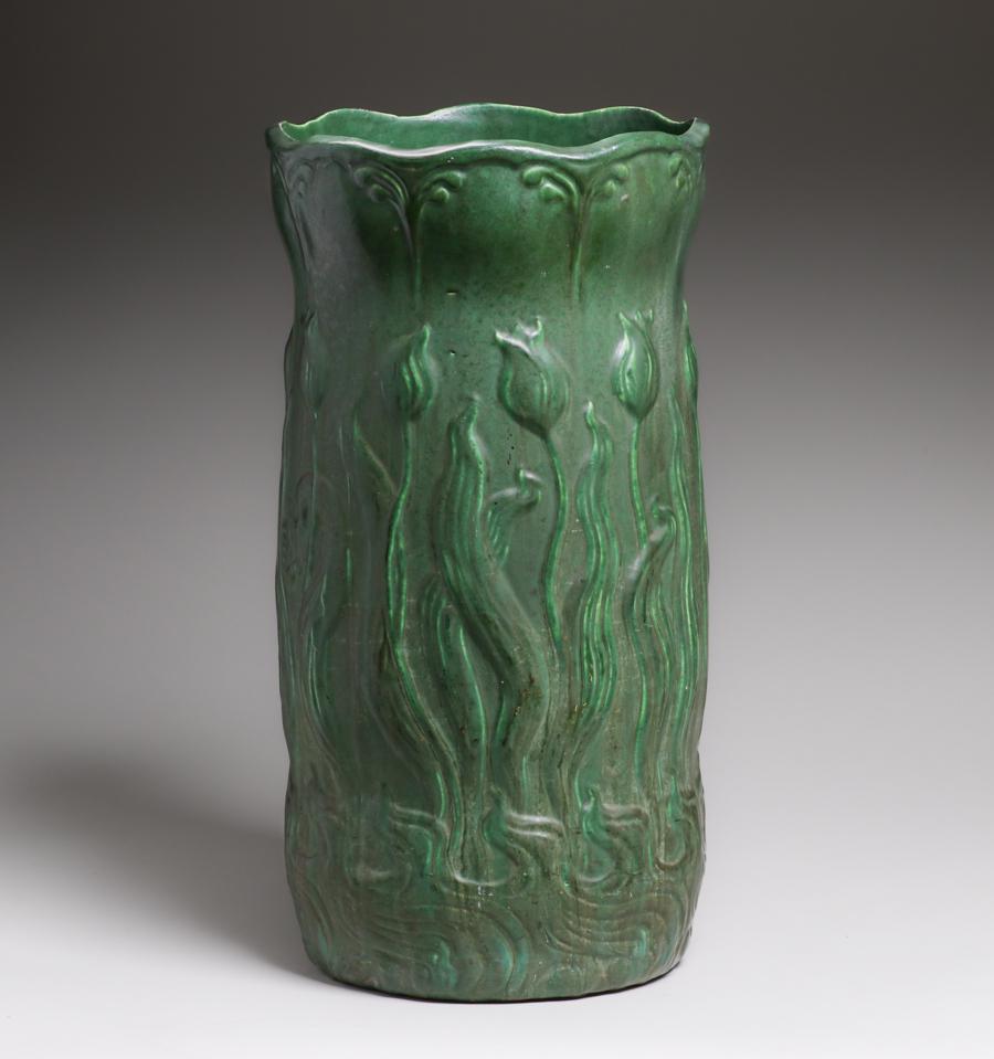 Arts & Crafts Matte Green Stylized Tulips Umbrella (1 of 4)