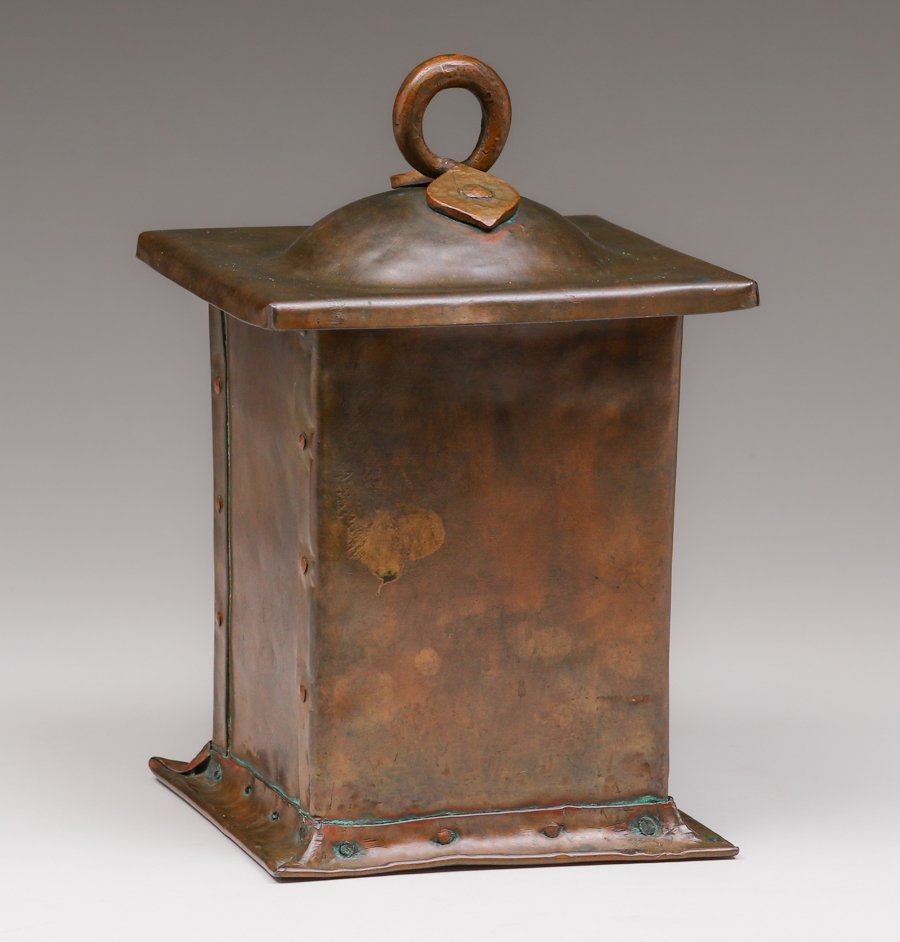 Arts & Crafts Hammered Copper & Brass Square Box c1910s (1 of 5)