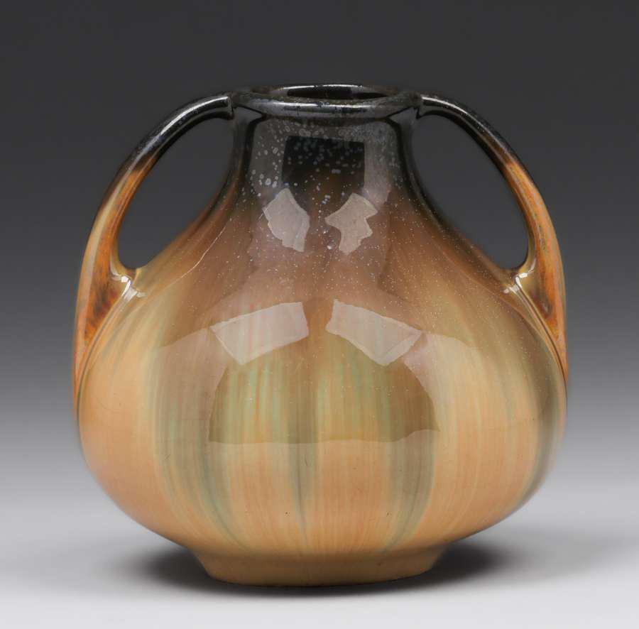 Fulper Pottery Two-Handled Orange Black Flambe Vase (1 of 4)