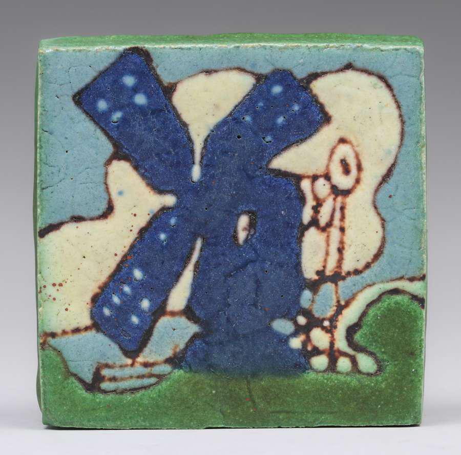 Grueby Windmill Tile c1905 (1 of 4)