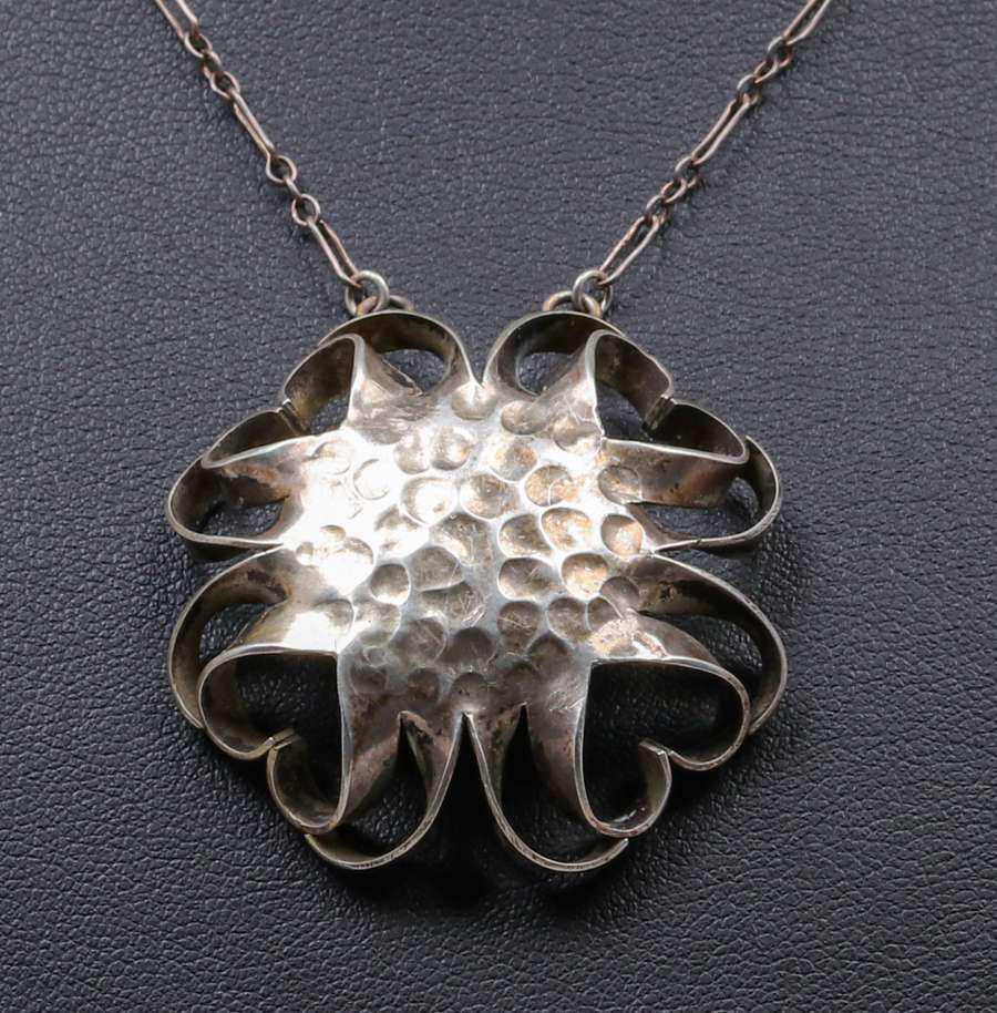 Arts & Crafts Hammered Sterling Silver Ribbon Heart (1 of 2)