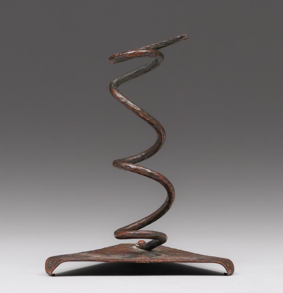 Arts & Crafts Hammered Copper Spiral Stem Vase c1910 (1 of 3)