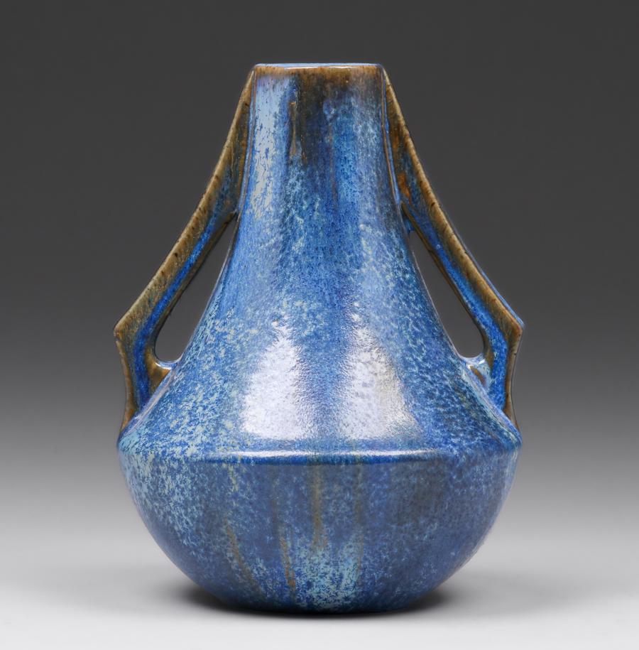 Fulper Pottery Blue Crystalline Two-Handled Vase c1910s (1 of 4)