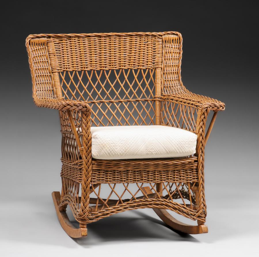 Gustav Stickley Wicker Rocker c1910 (1 of 3)