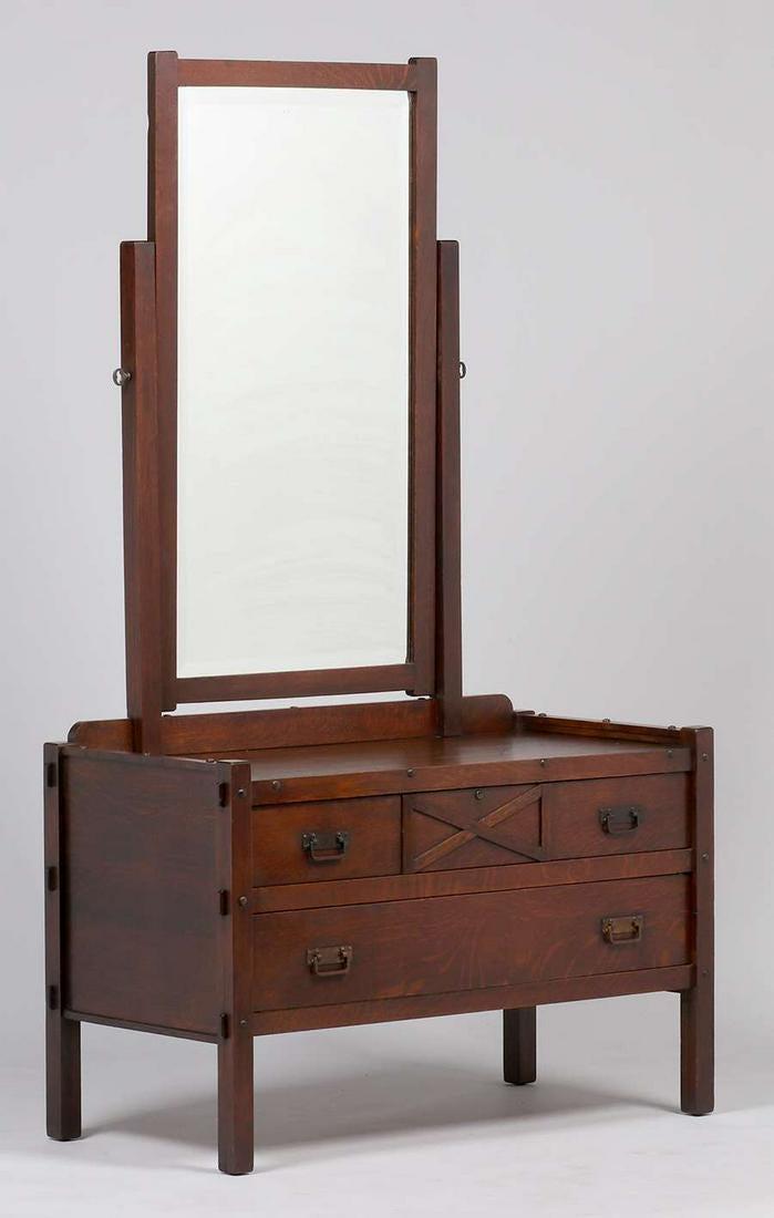 Come-Packt Two-Drawer Dresser with Tall Mirror c1910 (1 of 4)