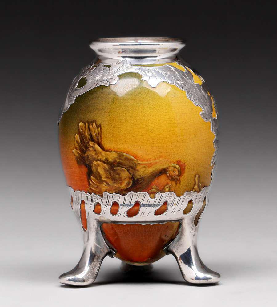 Rookwood Pottery Gorham Silver Overlay Vase c1890s (1 of 6)