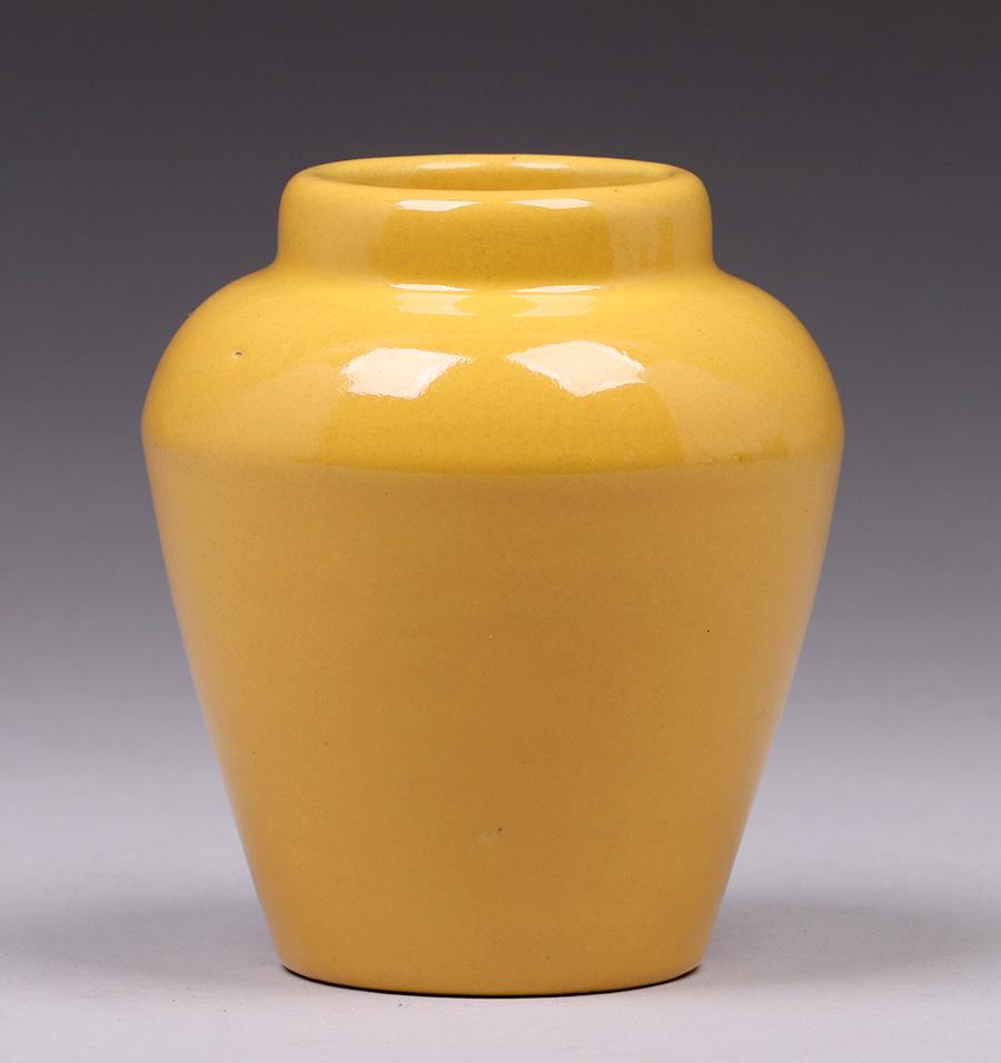 Pacific Pottery - Los Angeles Yellow Vase c1930s (1 of 3)