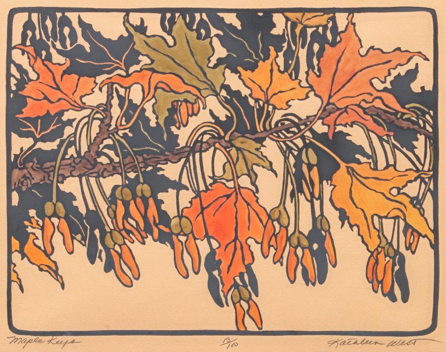 Kathleen West Woodblock "Maple Keys" 2005 (1 of 11)