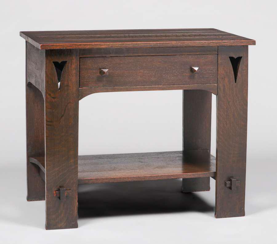 Grand Rapids Tulip Cutout One-Drawer Table c1905 (1 of 3)