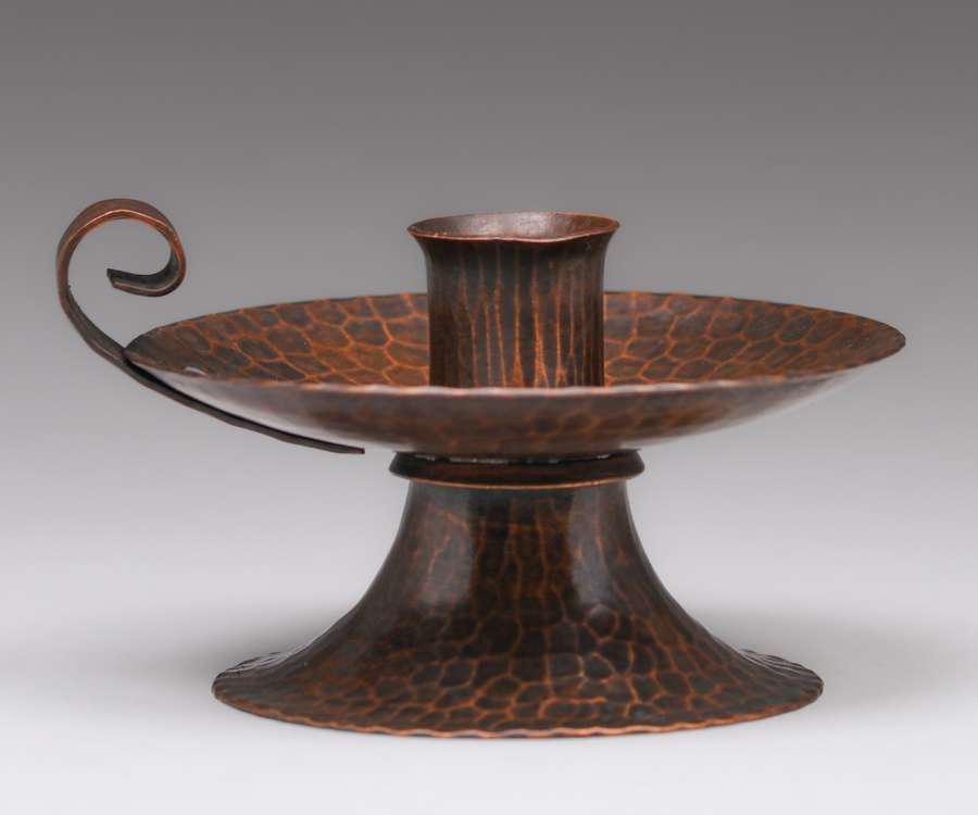Roycroft Hammered Copper Small Loop Handle Candlestick c1920s (1 of 4)