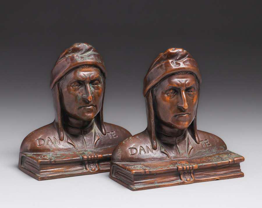 Galvano Bronze Co - New York Copper-Clad Dante Bookends c1920s (1 of 3)