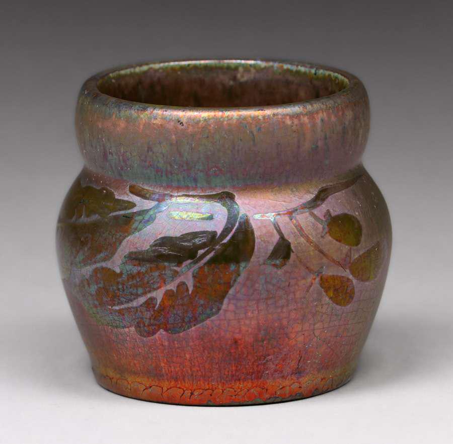 Small Montieres French Art Pottery Iridescent Cabinet Vase (1 of 3)