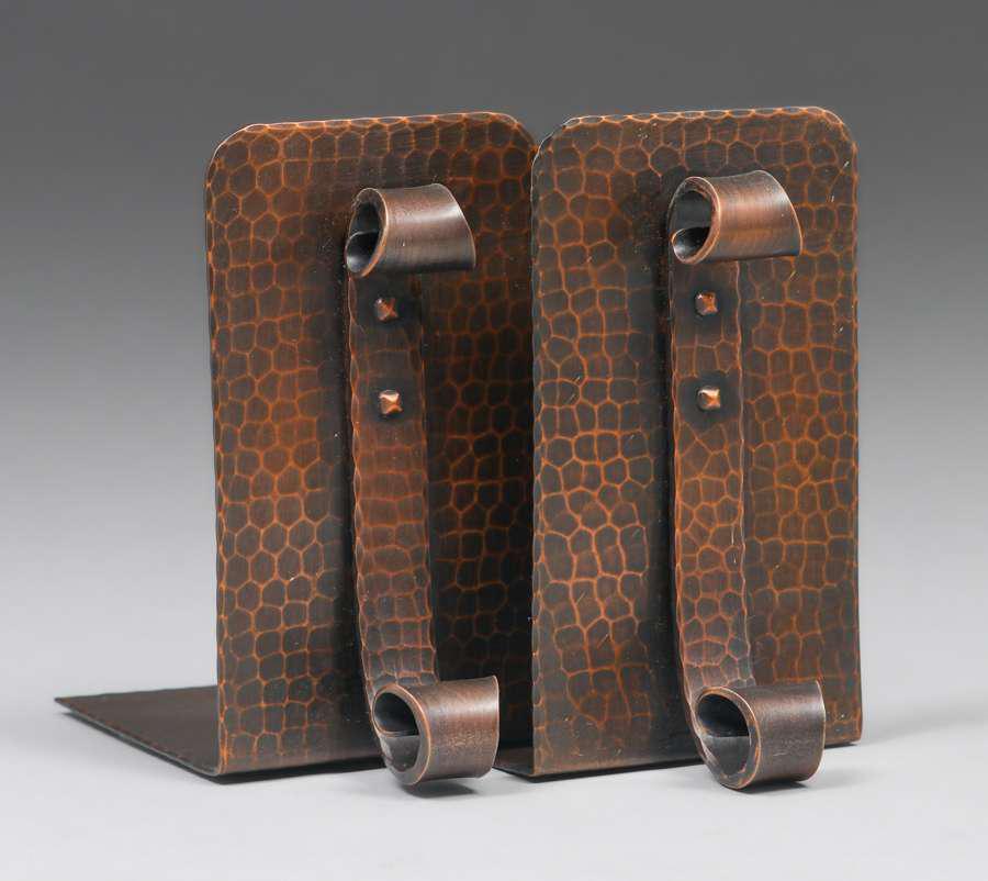 Roycroft Hammered Copper Center-Strap Bookends c1920s (1 of 3)