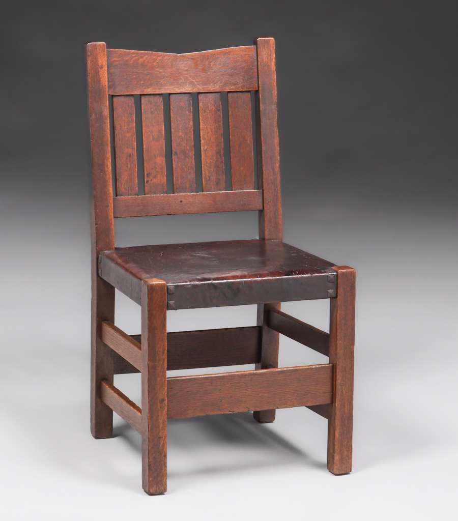 Gustav Stickley V-Back Side Chair c1910 (1 of 4)