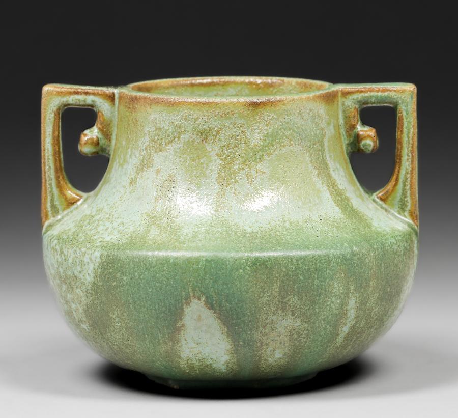 Fulper Pottery Matte Green Two-Handled Vase c1910s (1 of 5)
