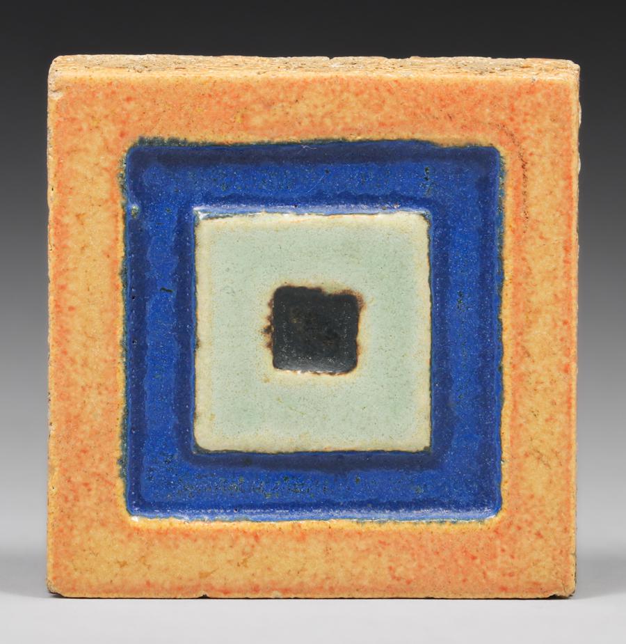 Flint Faience Geometric Tile c1910s (1 of 4)