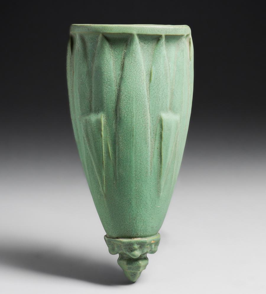 Teco Pottery Matte Green Wall Pocket c1910 (1 of 8)