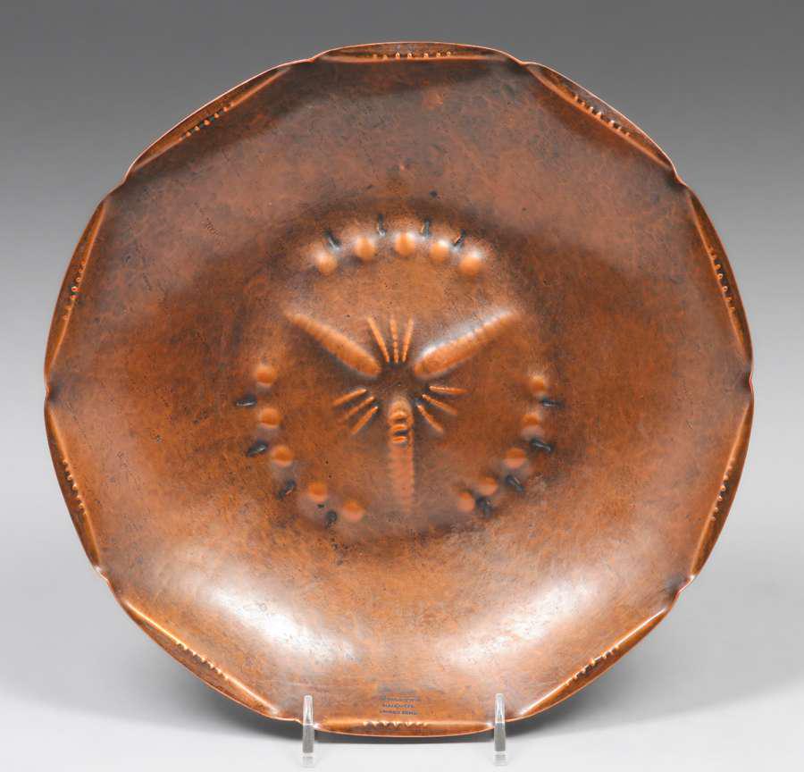 German Hammered Copper Tray c1905 (1 of 4)