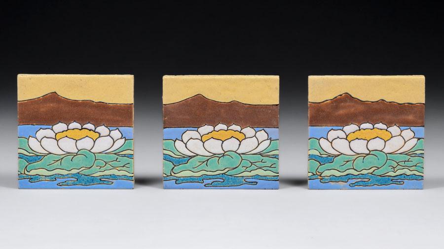 American Encaustic Tile Co AETCO Set of 3 Tiles c1920s (1 of 5)