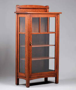 Limbert One-Door China Cabinet c1910: Limbert One-Door China Cabinet c1910. Signed with branded mark. Excellent original finish. 62”h x 32”w x 16”d. Spend $5000 or more at this auction and all of your SHIPPING IS FREE